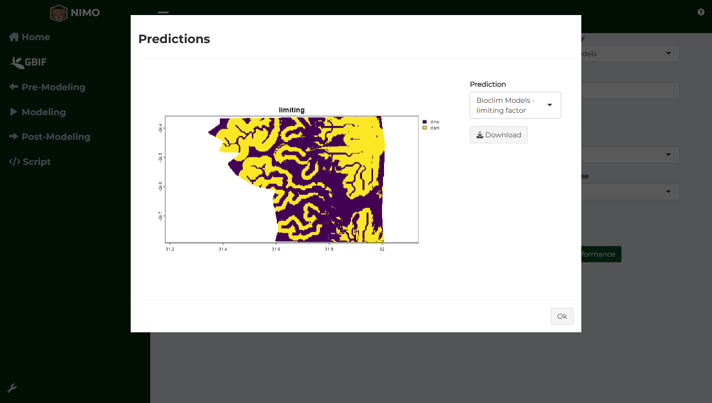 Bioclim limiting factor map