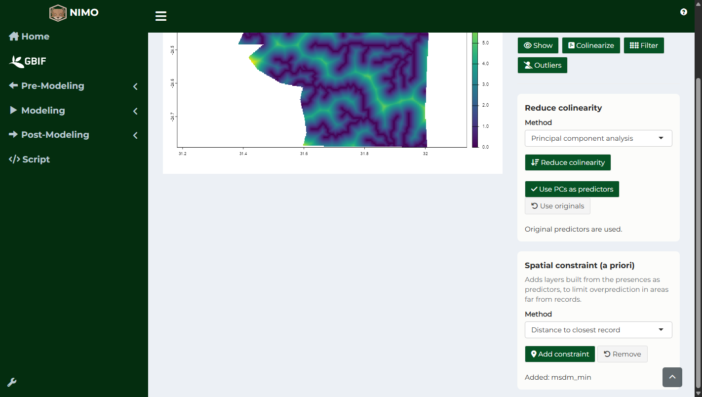 Spatial constraint layer based on the distance to the closest record